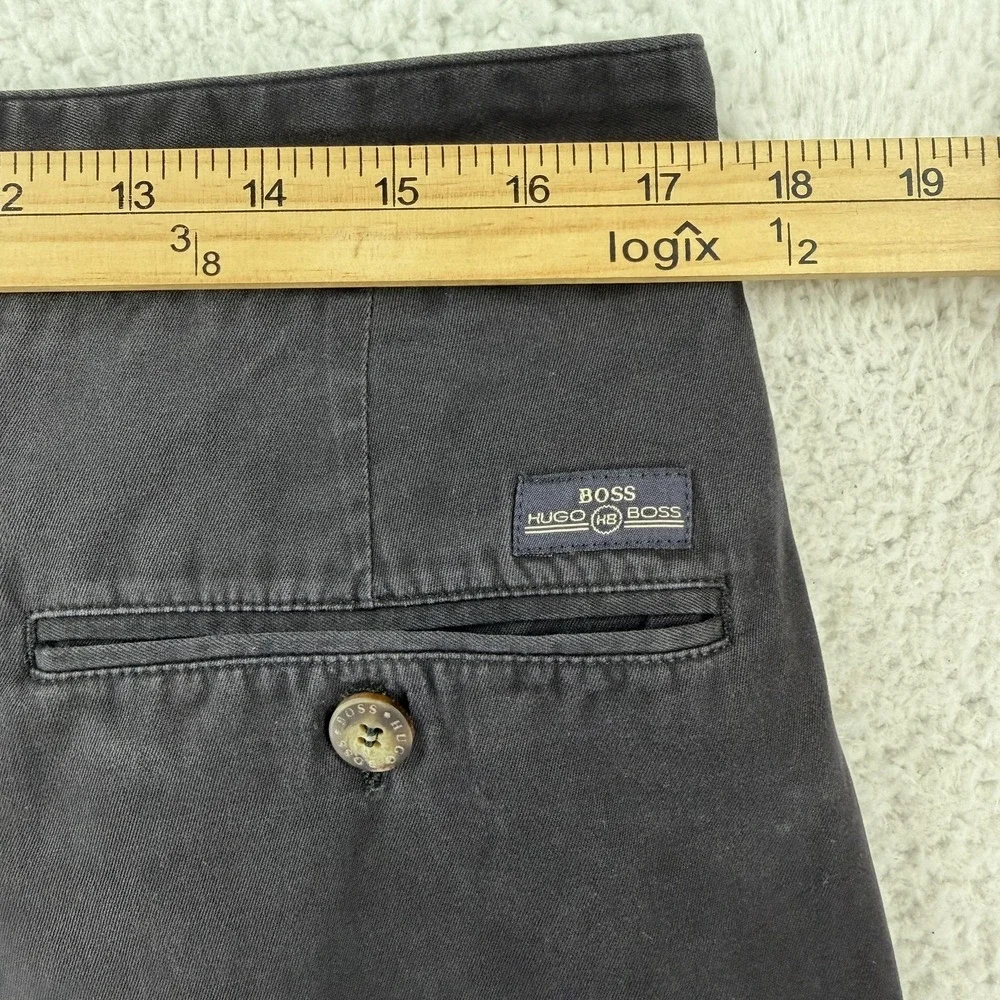 Hugo Boss Chino Pants Mens 40x30 Gray Classic Fit Cotton Canvas Pleated Office